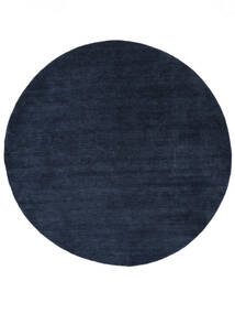  베틀 - 어두운 파란색 러그 Ø 200 모던 원형 다크 블루 (울, 인도)