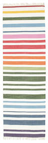  Rainbow Stripe - 흰색 러그 80X250 정품
 모던 수제 복도용 러너
 베이지/화이트/크림 (면화, 인도)