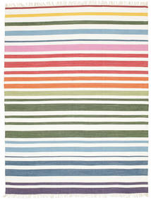  Rainbow Stripe - 흰색 러그 200X250 정품
 모던 수제 베이지/화이트/크림 (면화, 인도)