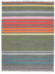  Rainbow Stripe - 회색 러그 200X250 정품
 모던 수제 라이트 그레이/올리브 그린 (면화, 인도)