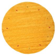  가베 Loom Two Lines - 노란색 러그 Ø 200 모던 원형 옐로우 (울, 인도)