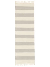  면화 Stripe - 스틸 그레이 러그 80X250 정품
 모던 수제 복도용 러너
 라이트 그레이/다크 베이지 (면화, 인도)