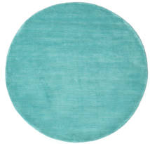 베틀 - 청록색 러그 Ø 150 모던 원형 다크 터코이즈 /터코이즈 블루 (울, 인도)