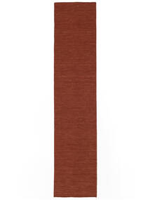  킬림 Loom - 먼지 러그 80X500 정품
 모던 수제 복도용 러너
 다크 레드 (울, 인도)